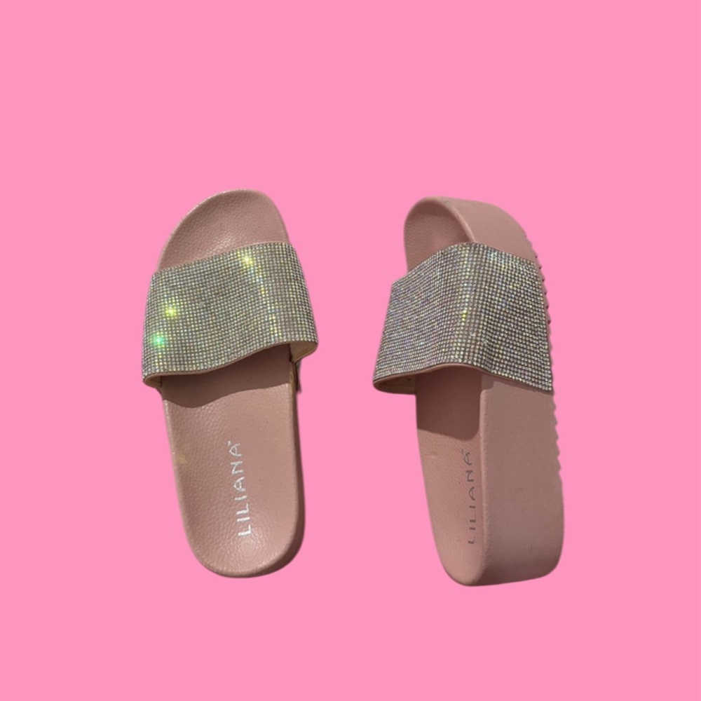 Pink shimmer Platform Slides